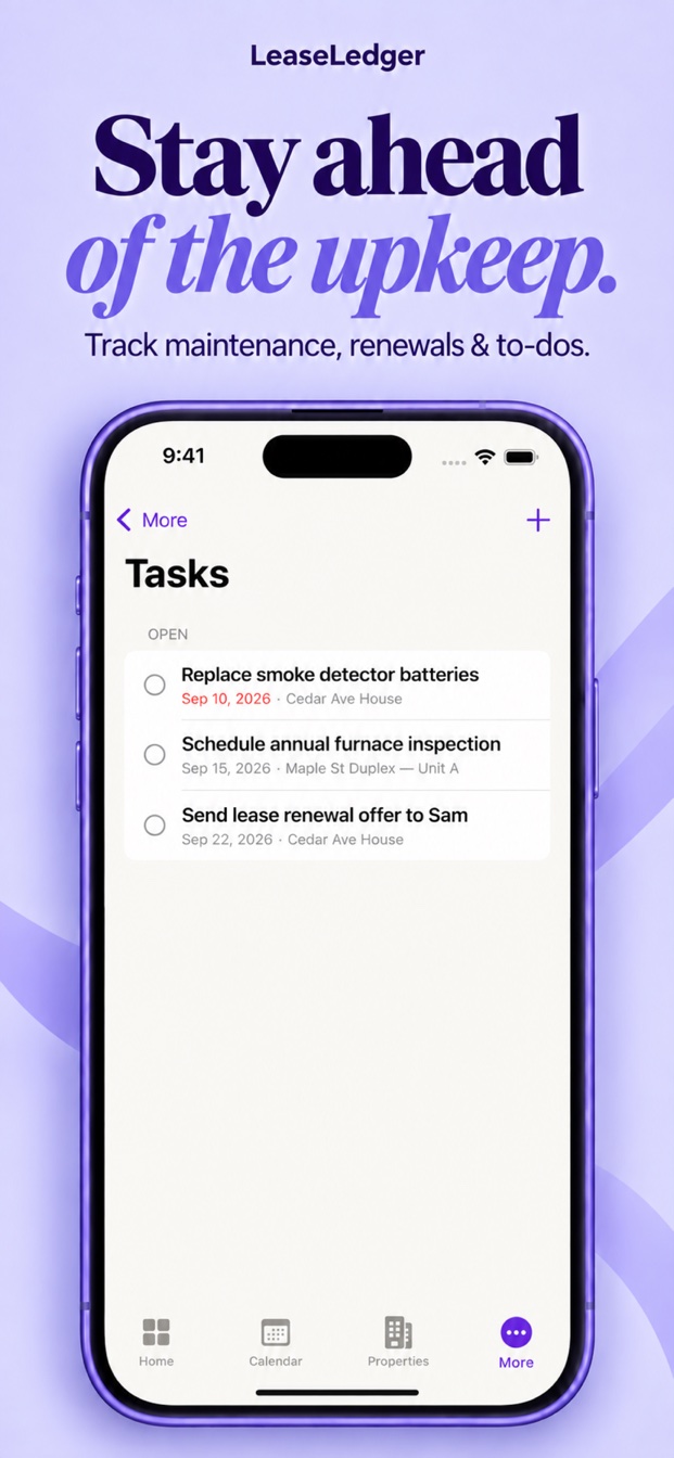 Upcoming property maintenance tasks